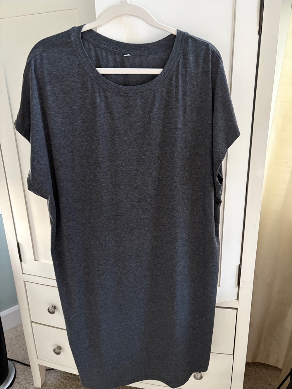 Relaxed Gray Short Sleeve T Shirt Dress XL